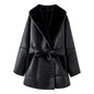 Women's Spring Festival Fashion Cashmere Leather Fur Collar Jackets