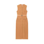 Spring With Belt Crepe Sleeveless Midi Dresses
