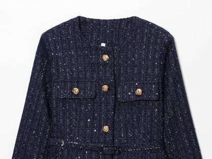 Women's Casual Round Neck Classic Style Woolen Coats