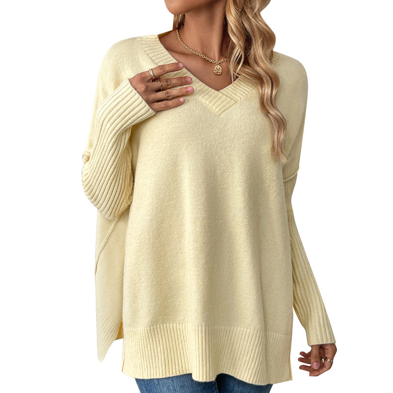 Women's Pullover Idle Style Casual Stitching Long-sleeved Sweaters