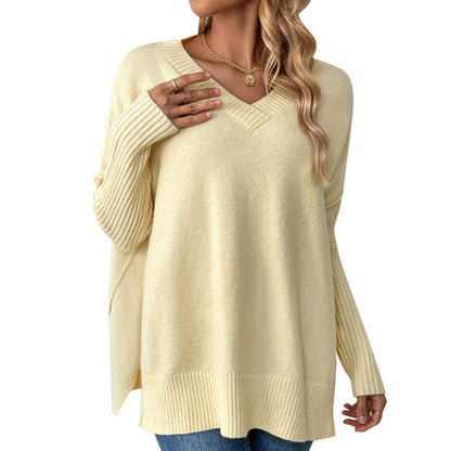 Women's Pullover Idle Style Casual Stitching Long-sleeved Sweaters