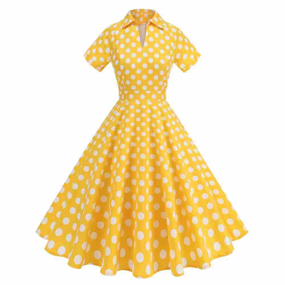 High Waist Polka-dot V Dress Performance Dresses