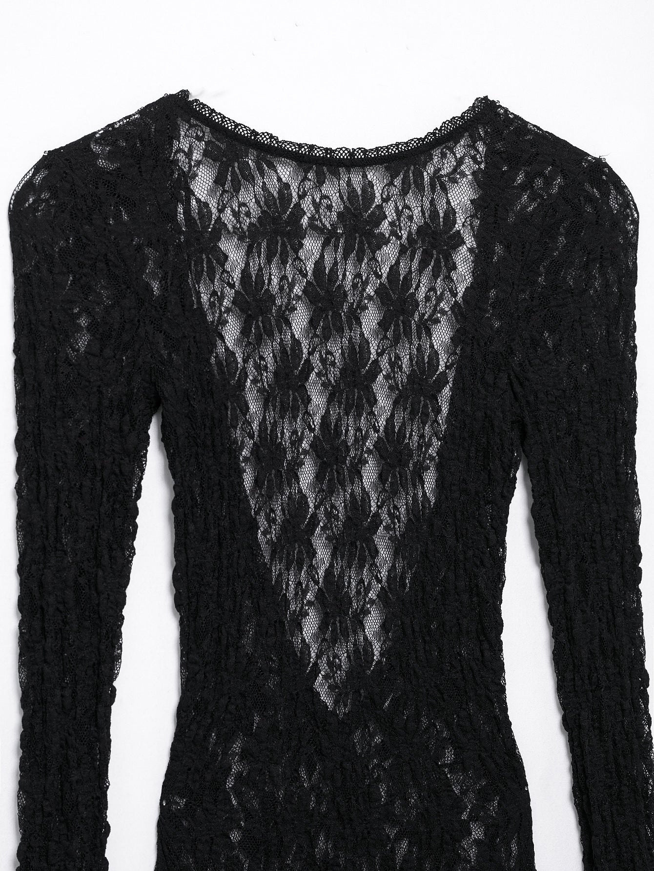 Women's Lace Round Neck Long Sleeve Backless Dresses