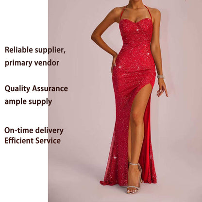 Women's Color Slim Fit Low Cut Backless Dresses