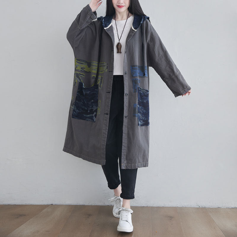 Looking Washed-out Anorak Personalized Batwing Sleeve Coats