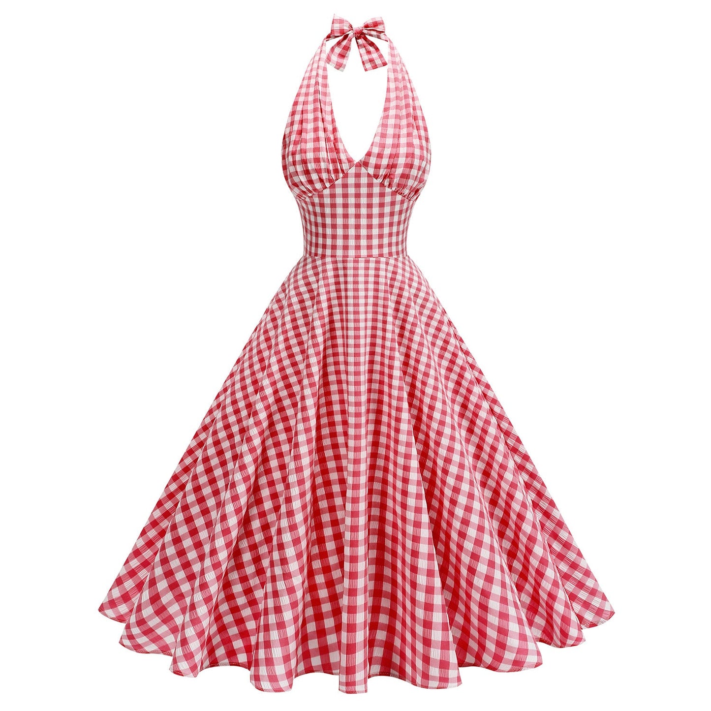 Women's Elastic Hepburn Style High Waist Halter Dresses