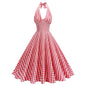 Women's Elastic Hepburn Style High Waist Halter Dresses