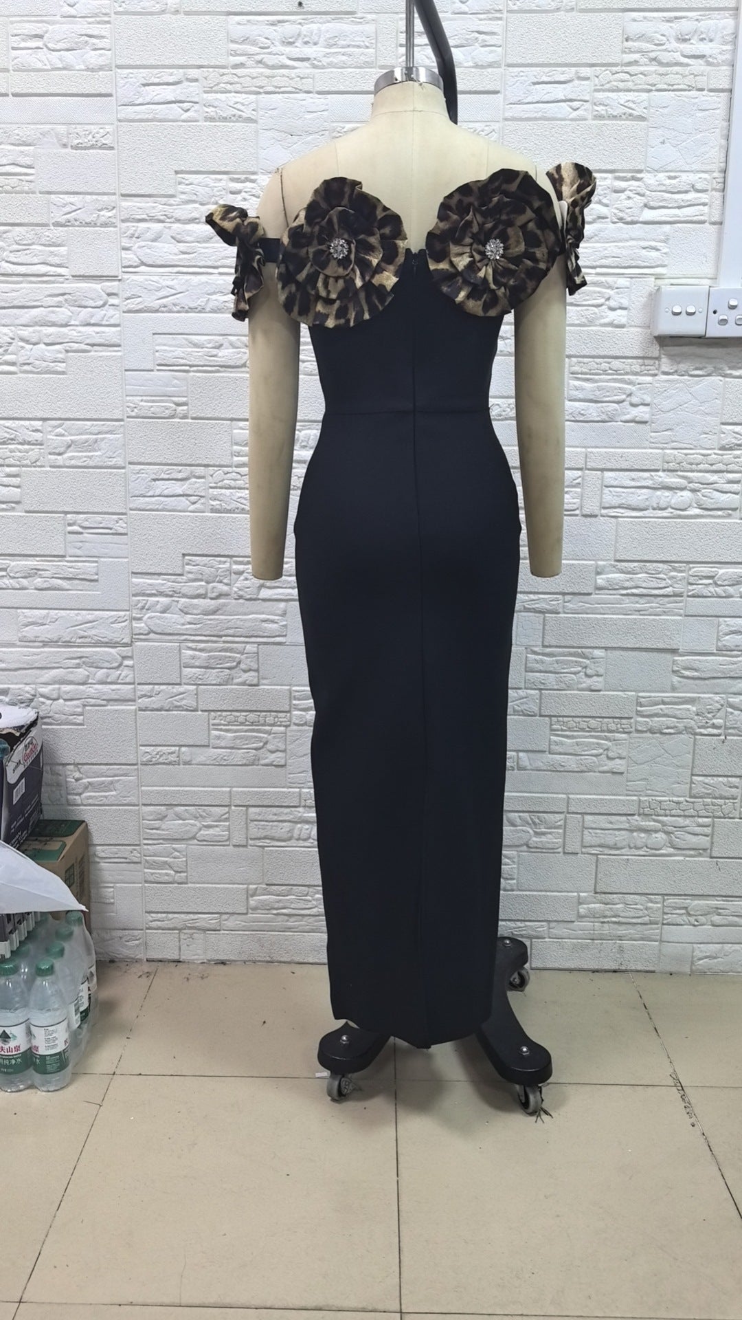 Women's Fashion Large Flower Slim Tube Sleeveless Tight Casual Dresses