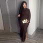 Women's Tassel Split Long Sleeve Slim Brown Dresses