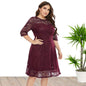 Women's Round Neck Lace Mid-length Formal Dress Dresses
