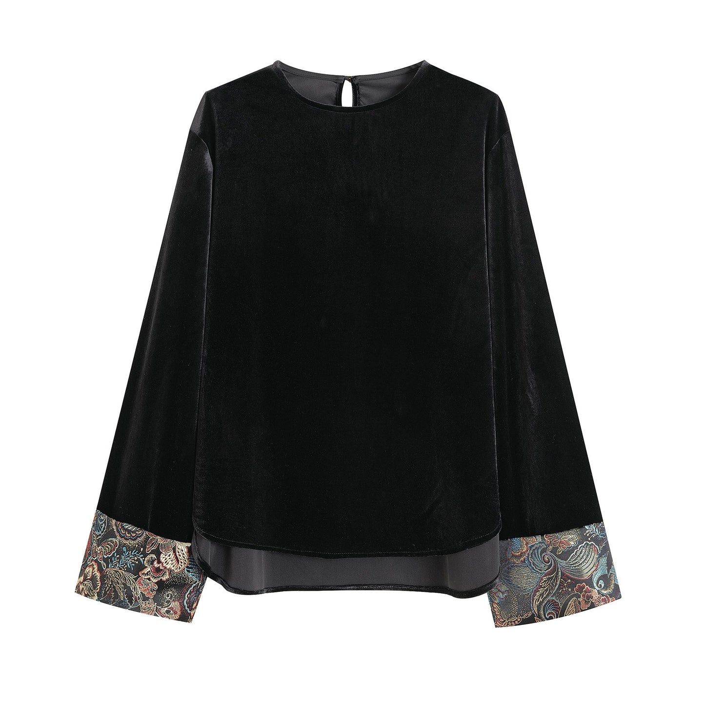 Women's Chinese Style Ethnic Round Neck Veet Blouses
