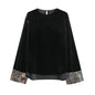 Women's Chinese Style Ethnic Round Neck Veet Blouses