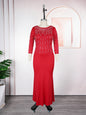 Women's African Fashion Rhinestone Formal Dress Solid Dresses