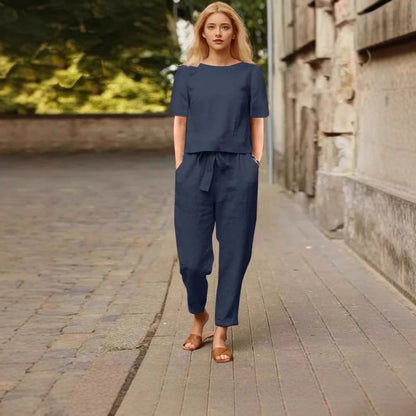 Women's Cotton Linen Summer Half Sleeve Oversized Pants