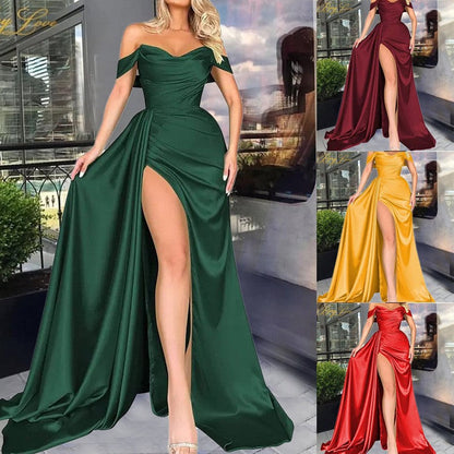 High Slit Sexy Host Slimming Party Wedding Dresses