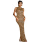 Women's Fashion Wear Sleeveless Rhinestone Long Dress Dresses