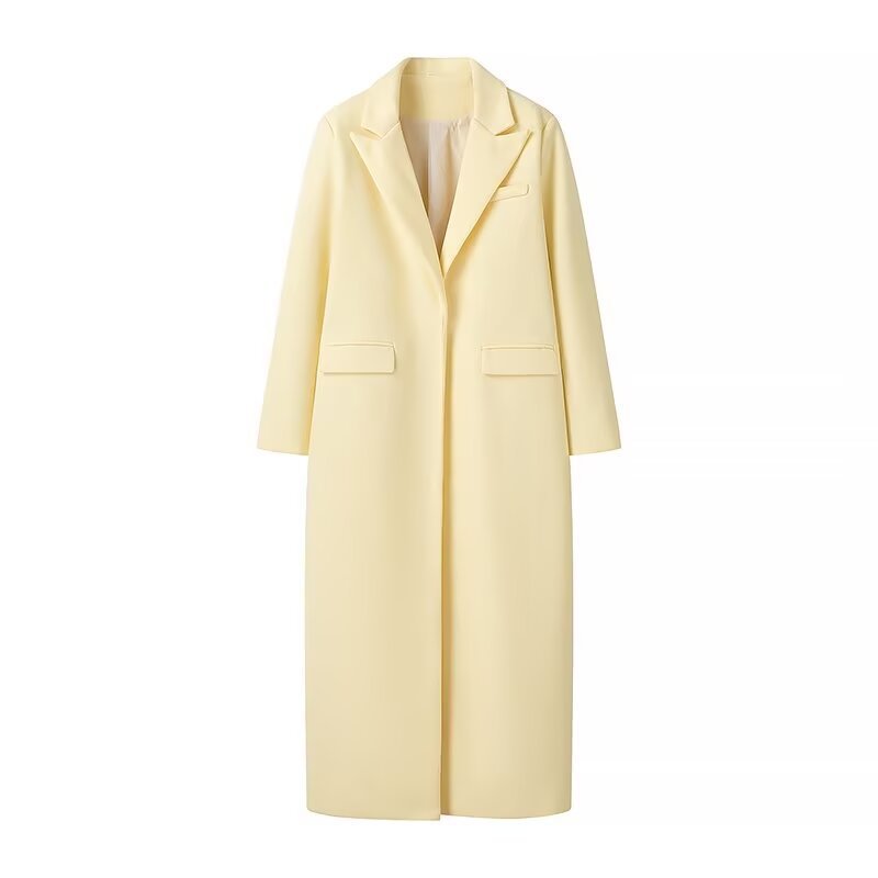 Women's Autumn Fashion Goose Yellow Woolen Long Coats