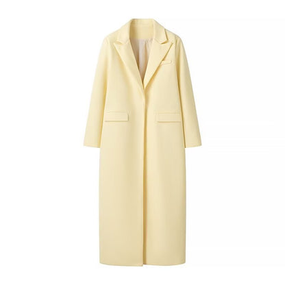 Women's Autumn Fashion Goose Yellow Woolen Long Coats
