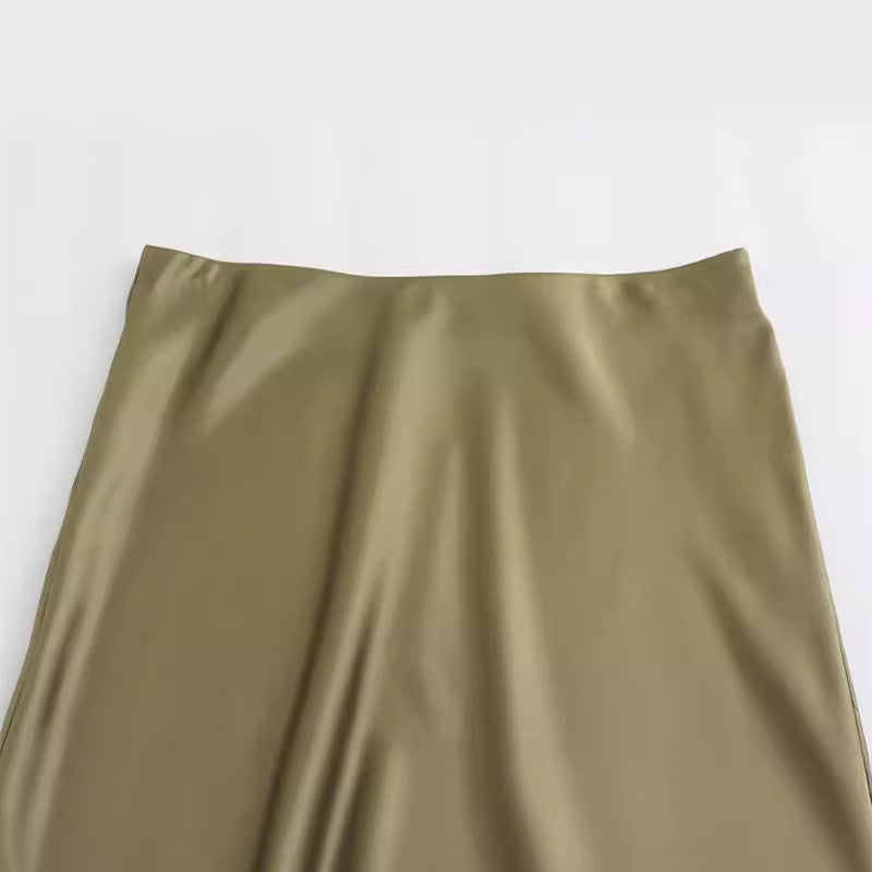 Women's Summer French Fashion Silk Satin Texture Skirts