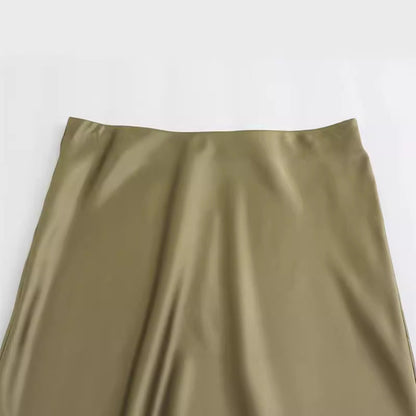 Women's Summer French Fashion Silk Satin Texture Skirts