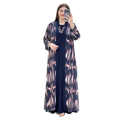 Women's African Wear Digital Printing Long Robe Suits