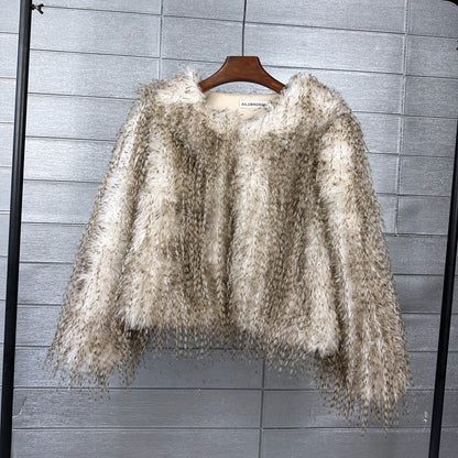 Women's Canary Turkey Fur Korean Style Solid Coats