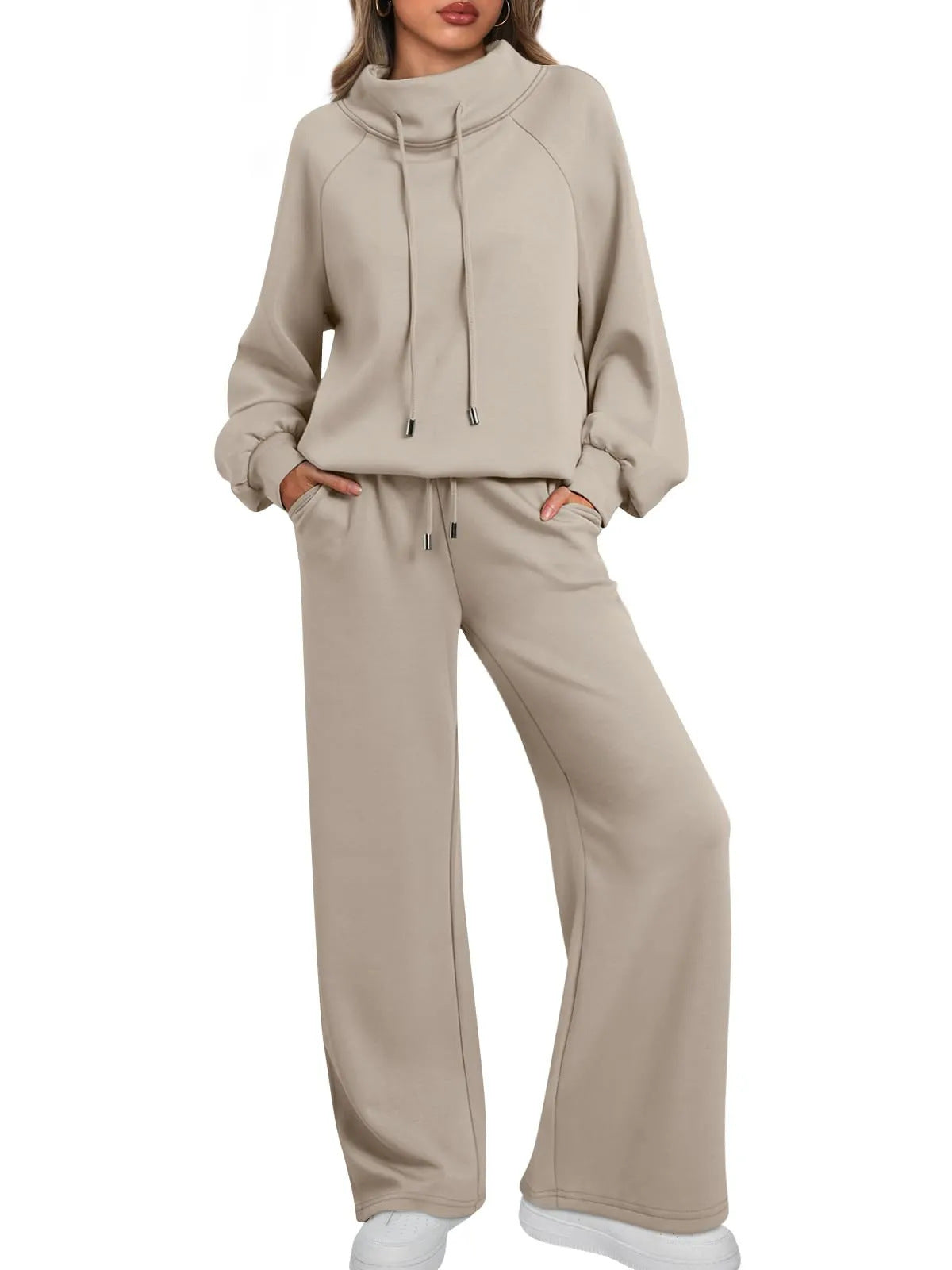 Women's Long Sleeve Wide Leg Fashion Waist Suits