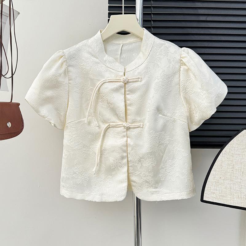 Women's Style Stand Collar Puff Sleeve Shirt Design Dresses