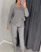 Women's Solid Color Rhinestone Long Sleeve Round Suits