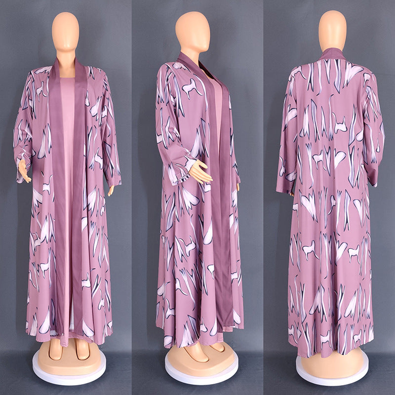Women's African Wear Digital Printing Long Robe Suits