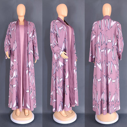Women's African Wear Digital Printing Long Robe Suits
