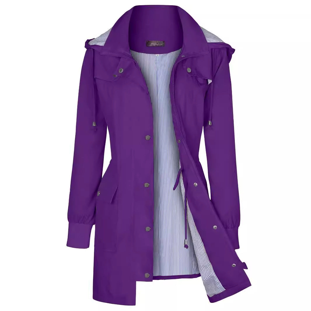 Women's Raincoat Waterproof Windbreaker Striped Mountaineering Outdoor Coats