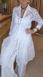 Women's Slouchy Lapel Lace Shirt Long Blouses