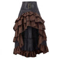 Retro Front Long Back Irregular Ruffles High Waist Stitching Dresses