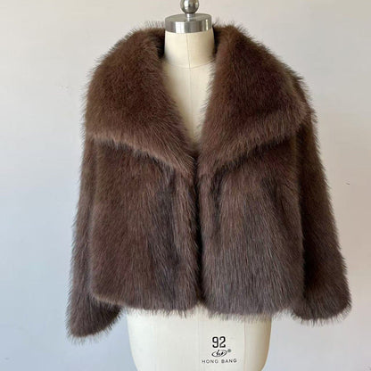 Women's Trendy Fur Faux Large Lapel Fox Coats