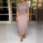 Chic Knitted Empty Dress Casual Solid Color Suits