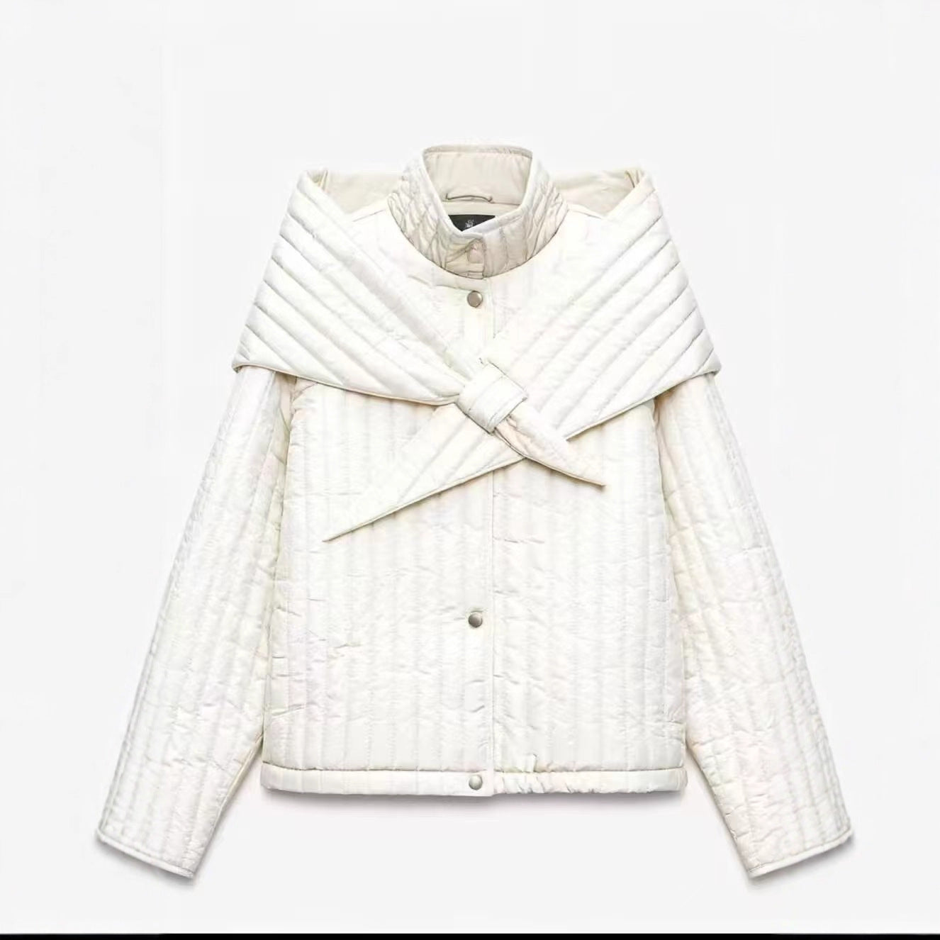 Women's Autumn Korean Quilted Loose Detachable Scarf Coats