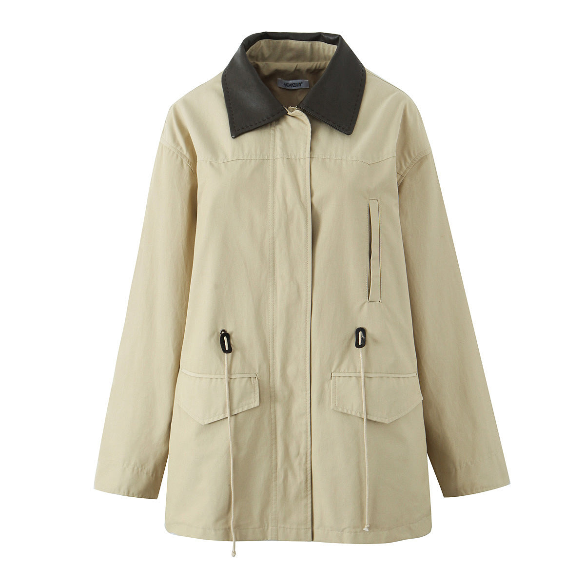 Fashion Overalls Long Sleeve Waist Trimming Coats