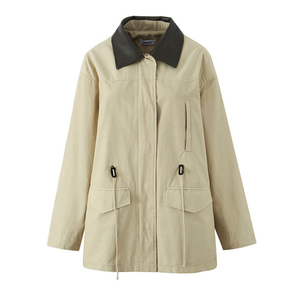 Fashion Overalls Long Sleeve Waist Trimming Coats