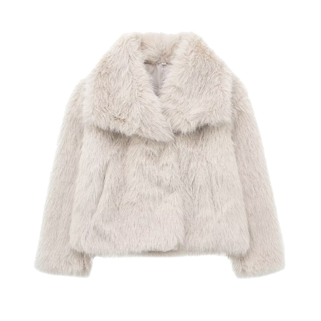 Women's Innovative French Artificial Fur Effect Coats