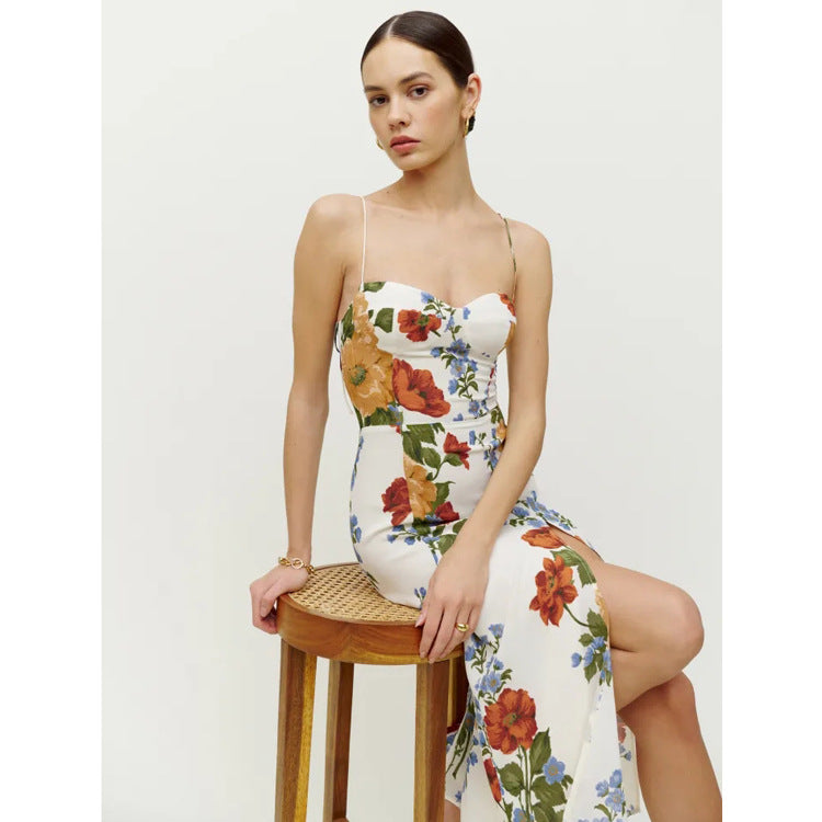 Split Knee-length Sexy Slim Mid-length Strap Dresses