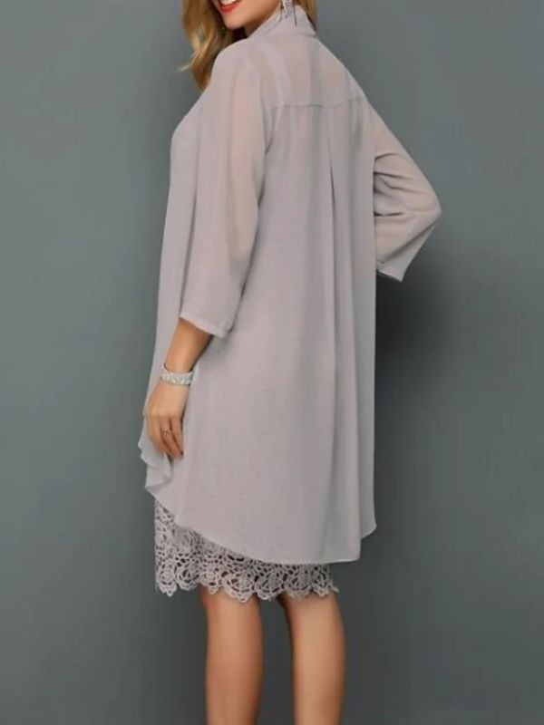 Fashion Casual Lace Chiffon Dress Two-piece Suits