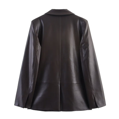 Women's Durable Fashion Casual Leather Effect Coats