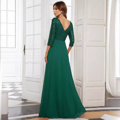 Women's Chiffon Double Dress A- Line Large Dresses