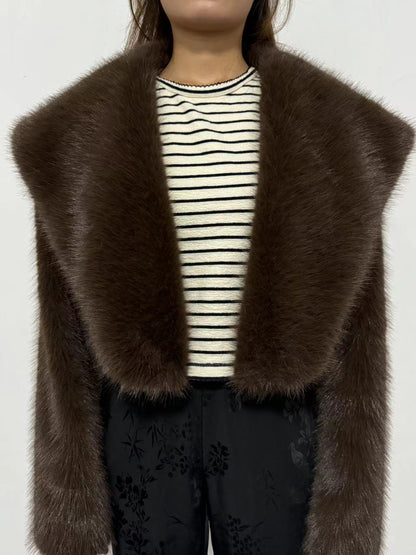 Women's Imitation Fur Fashionable Long Sleeve Coats