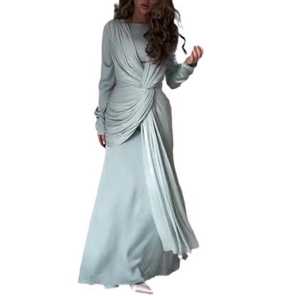 Women's Slim Fit Overlapping Design Dress High Dresses