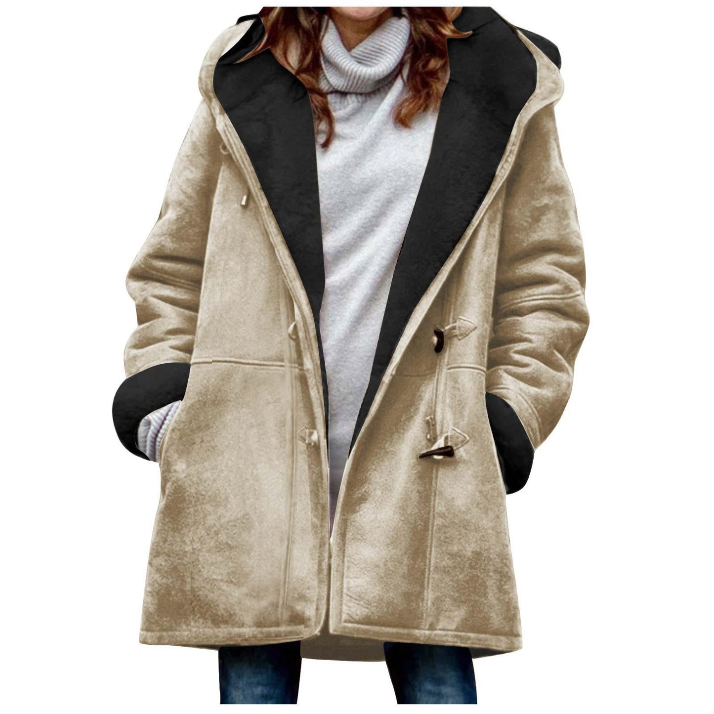 Women's Solid Color Suede Veet Warm Pocket Plus Size