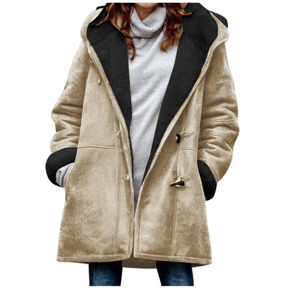 Women's Solid Color Suede Veet Warm Pocket Plus Size