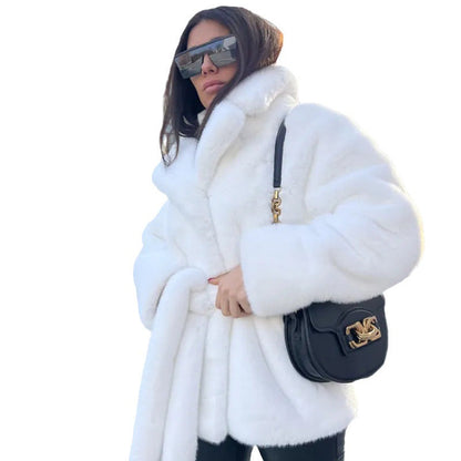Fur Imitation Rabbit Lapel Thickening Warm Coats