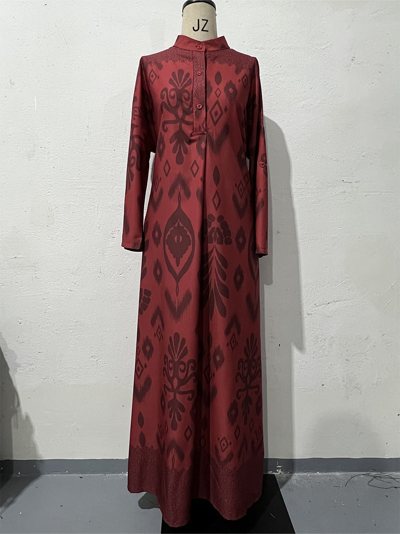 Women's Autumn Print Long Sleeve Fashion Temperament Dresses